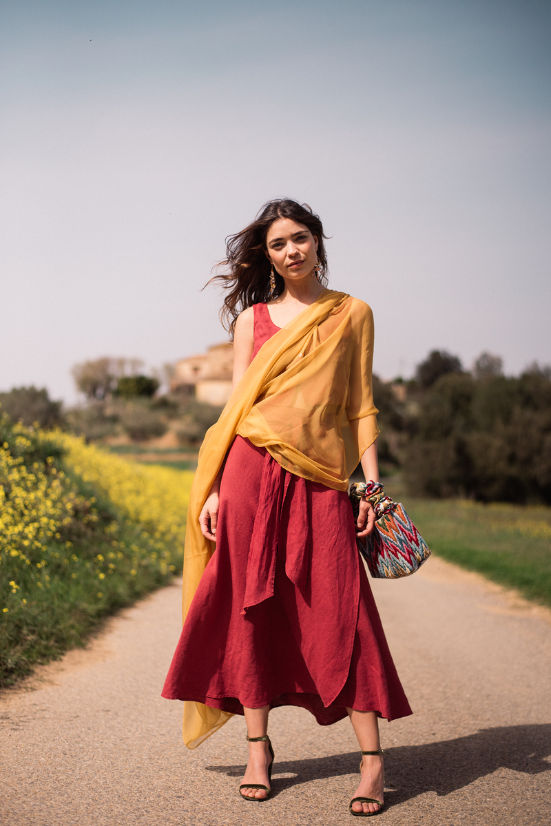 OCHER SILK SHAWL